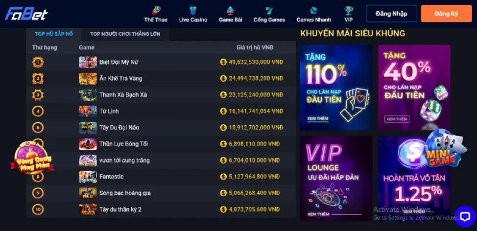 Bàn chơi casino trực tuyến với người chia bài thật và các trò baccarat, roulette, blackjack trên vnbet nổ hũ